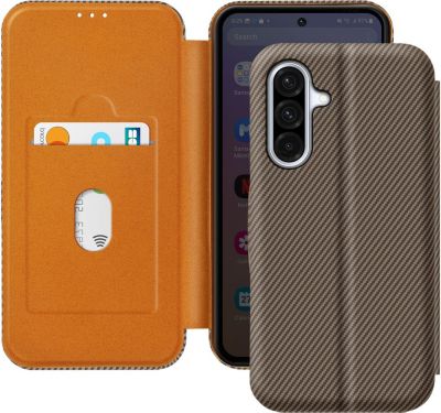 Etui AVIZAR Carbone Samsung A56 Porte-Carte Marron