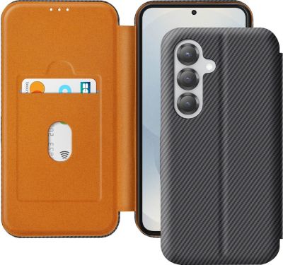 Etui AVIZAR Samsung S25 Carbone Porte carte Gris