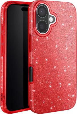 Coque AVIZAR Paillettes iPhone 16 Rouge Coque AVIZAR Paillettes iPhone 16 Rouge