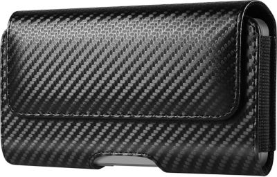 Etui AVIZAR Ceinture Carbone Téléphone 7'' Noir