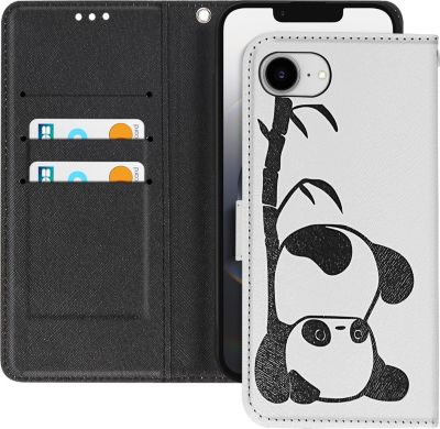 Etui AVIZAR iPhone 16e Motif Panda Portefeuille