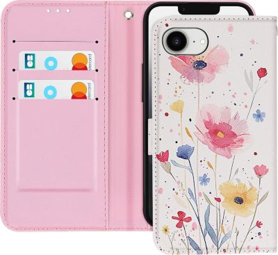 Etui AVIZAR iPhone 16e Motif Fleurs Portefeuille