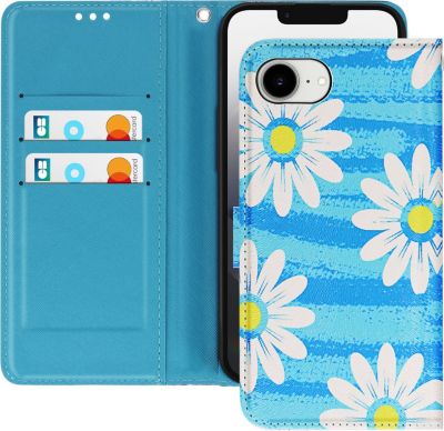 Etui AVIZAR iPhone 16e Motif Marguerite Portefeuille