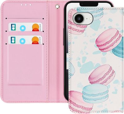 Etui AVIZAR iPhone 16e Motif Macarons Portefeuille