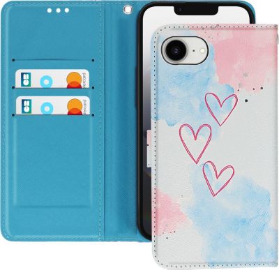 Etui AVIZAR iPhone 16e Motif Cœur Portefeuille