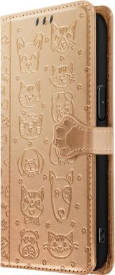 Etui AVIZAR iPhone 16e Design Chat et Chien Or