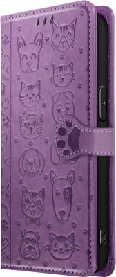 Etui AVIZAR iPhone 16e Design Chat et Chien Violet