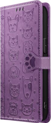Etui AVIZAR iPhone 16e Design Chat et Chien Violet