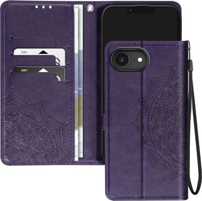 Etui AVIZAR iPhone 16e Portefeuille Fleurs Violet