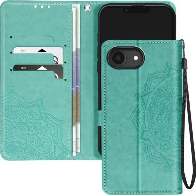 Etui AVIZAR iPhone 16e Portefeuille Fleurs Vert