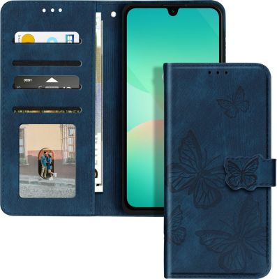 Etui AVIZAR Papillon Samsung A26 Portefeuille Bleu