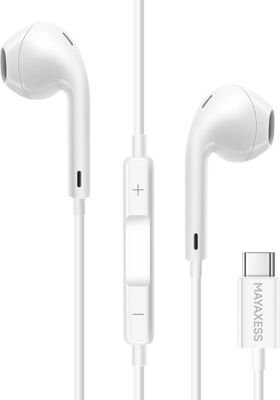 Ecouteurs MAYAXESS Filaires USB-C Blanc avec Micro intégré