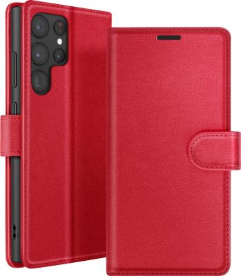 Etui AVIZAR pour Galaxy S22 Ultra Portefeuille Rouge