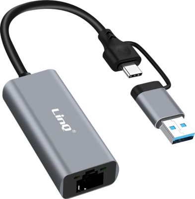 Adaptateur USB-C/Ethernet LINQ Ethernet RJ45 Vers USB-C / USB 1Gbps