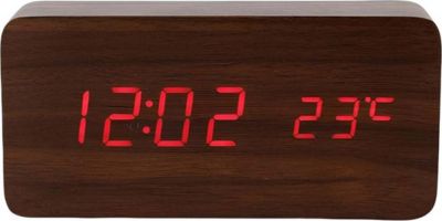 Radio réveil AVIZAR avec Affichage LED Lumineux Design Bois