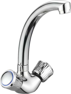 Robinet AVIZAR Double Commande Chromé Bec Haut Courbé