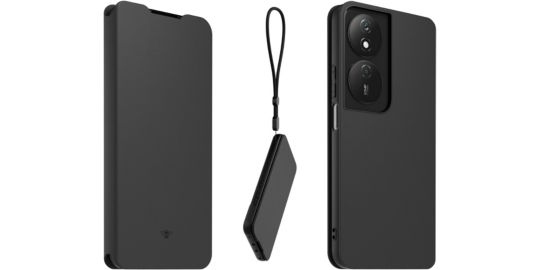 Coque CASR Honor 90 smart folio noir + dragonne
