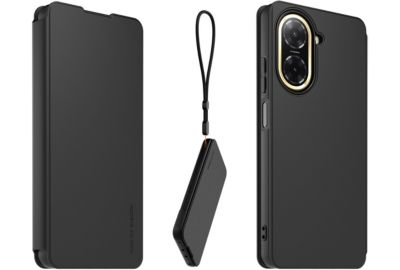 Etui avec cordon MADE FOR XIAOMI Redmi 15 5G folio Noir + dragonne