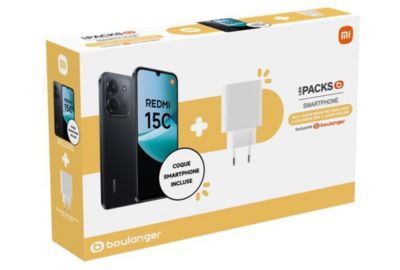 Smartphone XIAOMI Pack Redmi15C 256GoNoir 4G+coque+Chargeu