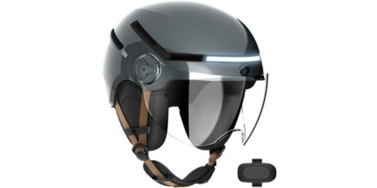 Casque trottinette CASR Glossy avec caméra Gris Metal Taille  M