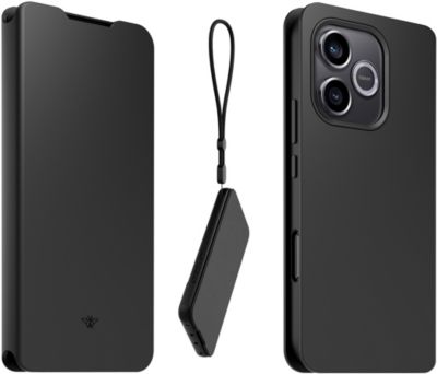 Etui avec cordon CASR HONOR 600 Lite Folio Noir + Dragonne