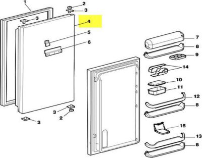 Pièce détachée SCHOLTES ensemble porte blanc/gmb/style 534x1184x
