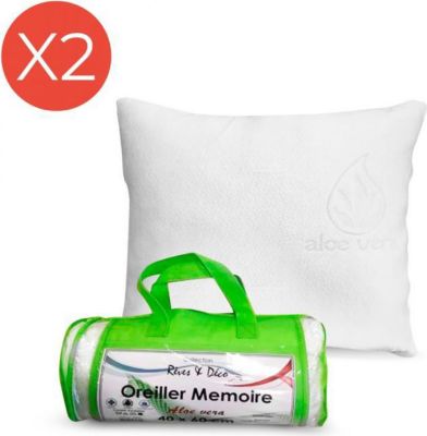 Coussin ergonomique HARPER Lot De 2 Oreillers Mémoire De Forme Aloe