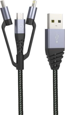 Câble de charge TIGER 3en1 USB-A vers USB-C/Lightning/Micro