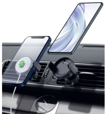 Accezz Support de téléphone pour voiture pour iPhone 14 Pro Max - Chargeur  sans fil - Grille d'aération - Noir