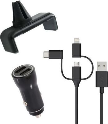 Support smartphone MUVIT Grip Rotatif 360° CAC avec Câble 3 en 1