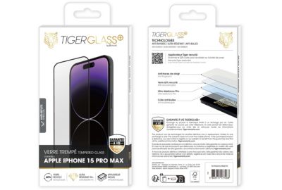 Protège écran TIGER GLASS iPhone 15 Pro Max Verre trempé Mat