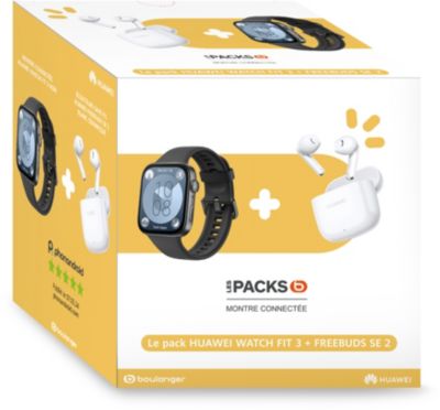 Montre connectée HUAWEI Pack Watch Fit3 Noir+Freebuds SE 2 BLanc