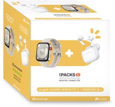 Montre Connectée Huawei Pack Watch Fit 3 Crème + Buds Se 2Blanc