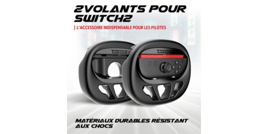 Accessoire manette AKUMA 2 VOLANTS RACING SWITCH2 NOIR