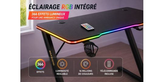 Bureau gamer AKUMA D02 Carbone RGB