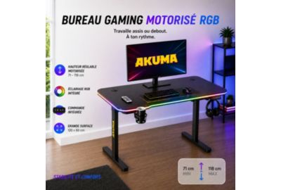 Bureau gamer AKUMA D03 Motorisé Carbone RGB