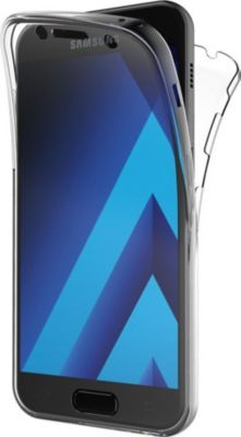 QPOLLY Coque Transparent Compatible avec Samsung Galaxy A3 2017 Crystal Clair Ultra Mince Souple Silicone Gel TPU Bumper Bordure Colorée de Placage Antichoc Housse Étui de Protection,Bleu 
