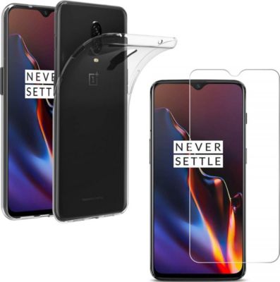 Kit Coque Gel Silicone + Verre Trempé Pour OnePlus 6T - Transparent, Protection Complète