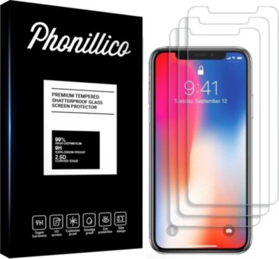 Protège écran PHONILLICO iPhone X/XS - Verre trempé x3