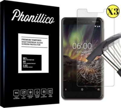 Protège écran PHONILLICO Nokia 6.1 2018 - Verre trempé x3