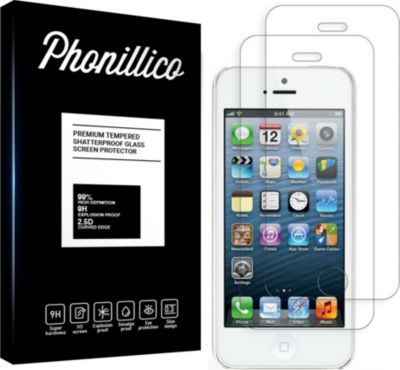 Protège écran PHONILLICO iPhone 5/5S/SE (2016) - Verre trempé x2