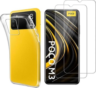 Pack PHONILLICO Xiaomi Poco M3 - Coque + Verre trempé x2