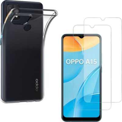 Pack PHONILLICO Oppo A15 - Coque + Verre trempé x2