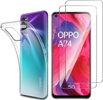 Pack PHONILLICO Oppo A74 5G - Coque + Verre trempé x2