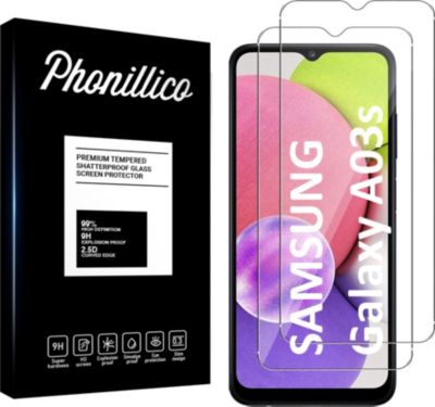 Protège écran PHONILLICO Samsung Galaxy A03S - Verre trempé x2 Protège écran PHONILLICO Samsung Galaxy A03S - Verre trempé x2