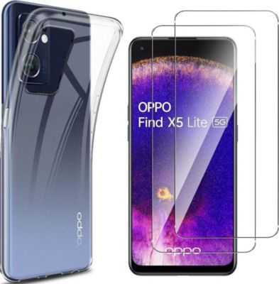 Pack PHONILLICO Oppo Find X5 Lite - Coque + Verre x2 Pack PHONILLICO Oppo Find X5 Lite - Coque + Verre x2