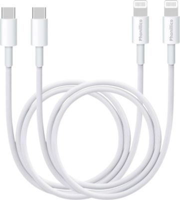 Câble Lightning PHONILLICO Gammes iPhone 14/13/12/11/SE - 1m x2