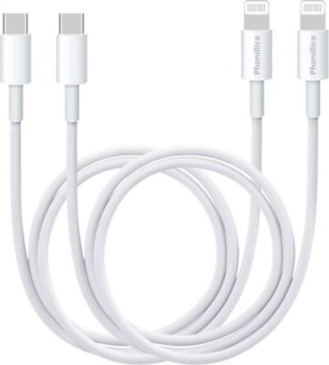 Câble Lightning PHONILLICO Gammes iPhone 14/13/12/11/SE - 1m x2