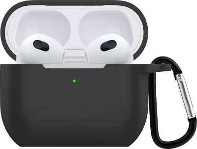 Etui PHONILLICO Airpods 3 - Silicone Noir + Mousqueton Etui PHONILLICO Airpods 3 - Silicone Noir + Mousqueton