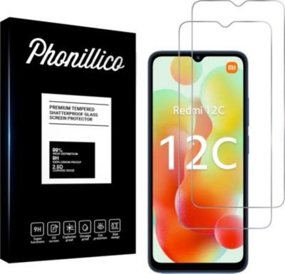 Protège écran PHONILLICO Xiaomi Redmi 12C - Verre trempé x2